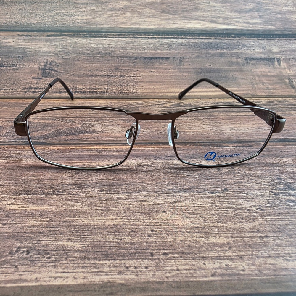 Modern Blitz Matte Brown Rectangular Eyeglass Frames 55-16-140